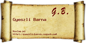 Gyeszli Barna névjegykártya